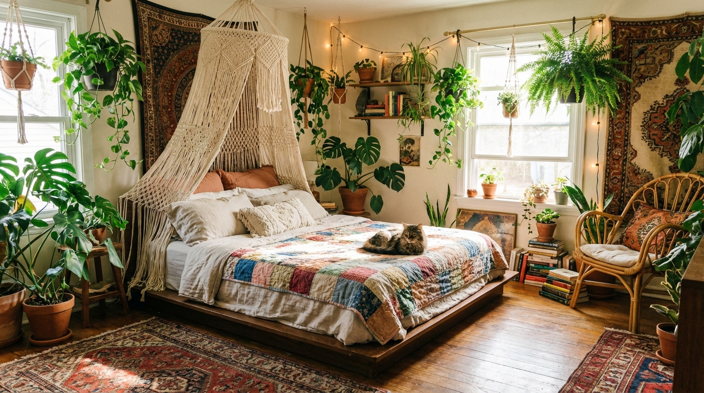 Cozy boho bedroom